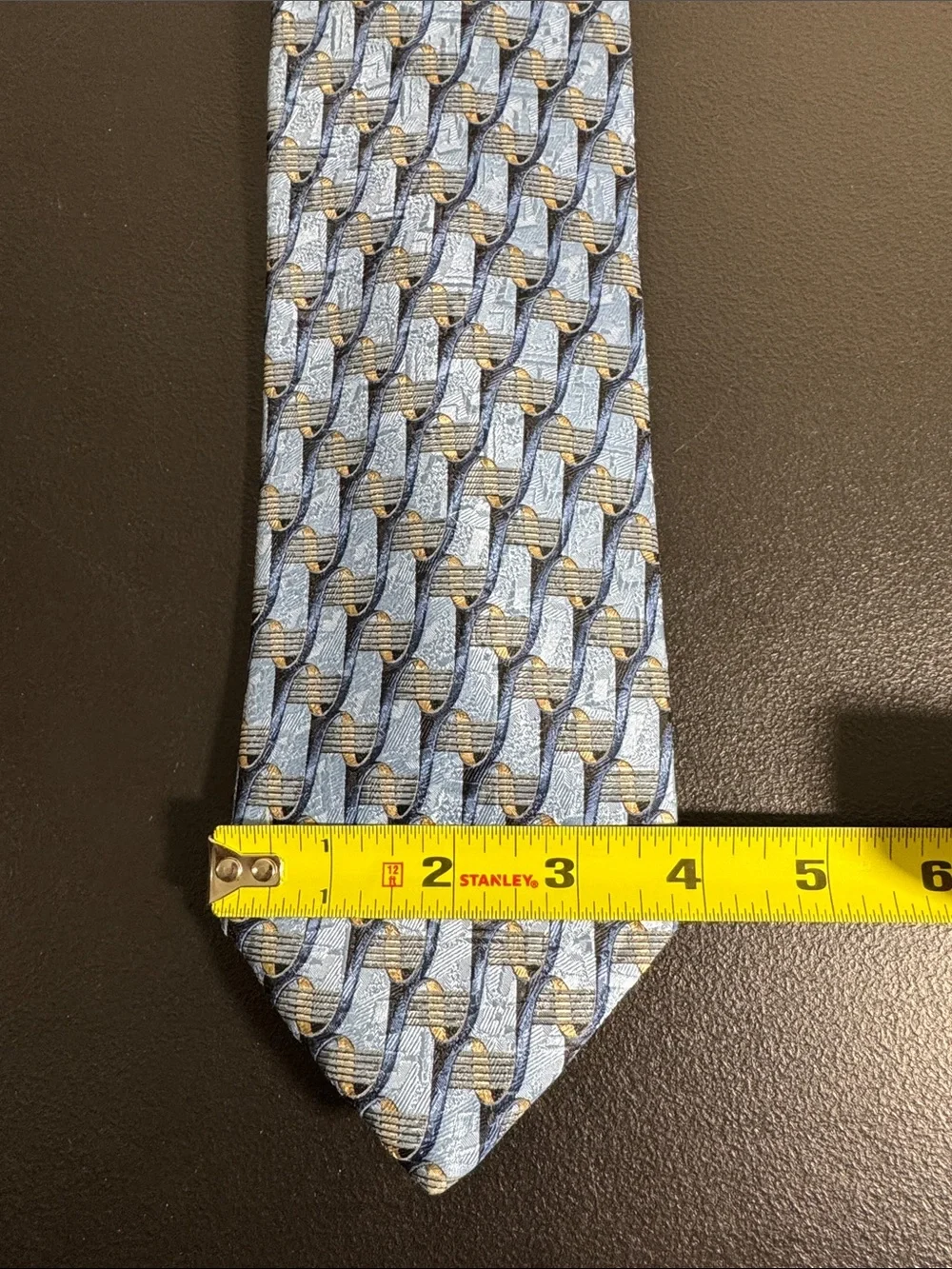 Ermenegildo Zegna mens light blue geometric 100% silk luxury neck tie EUC